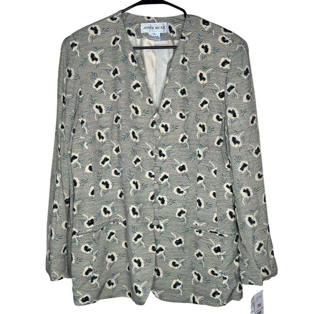 Jones Wear NWT VTG Floral Blazer Jacket Size‎ 16 Button Front Career Office